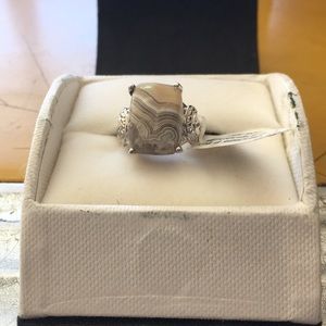 💜Red Lace Agate SS 925 Ring, Karis Collection💜
